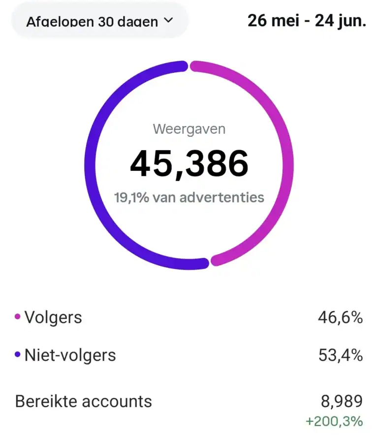 social media klantresultaat Instagram grafiek