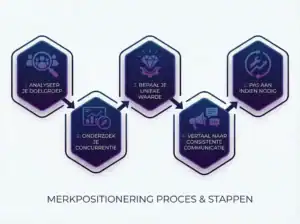 een tabel met 5 categorieën voor merkpositionering