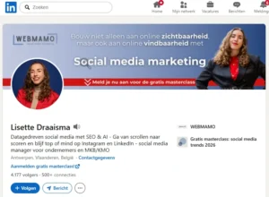 screenshot van het linkedin profiel van lisette draaisma