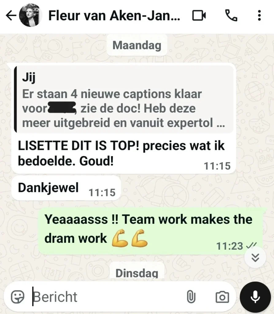 screenshot whatsappbericht Fleur van aken-Janmaat