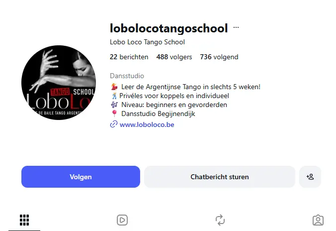 screenshot van een instagramaccount